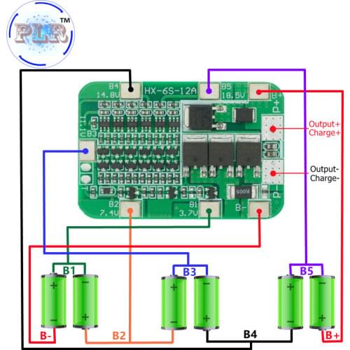 10PCS 6S 15A 24V PCB BMS Protection Board for 6 Pack 18650 Li-ion Lithium Battery Cell Module DIY Kit