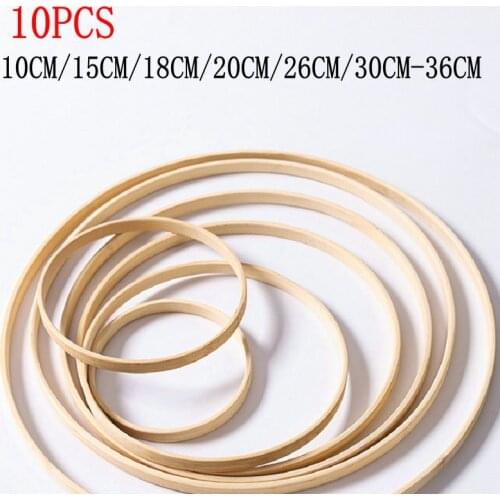 10pcs/set 10-36CM Dream Catcher Ring Round Wooden Bamboo Hoop Frame DIY Cross Stitch Embroidery Sewing Crafts Tool Wedding Decor