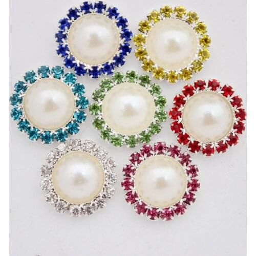 16MM Vintage Alloy Crystal Rhinestone Pearl Flower Button Flatback Wedding Scrapbooking Jewelry Accessory