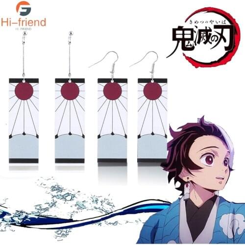 20Pcs/Lot 2020 Hot Earrings Demon Slayer Kimetsu no Yaiba Earrings Kamado Tanjirou Japanese Cosplay Props Ear Stud Eardrops