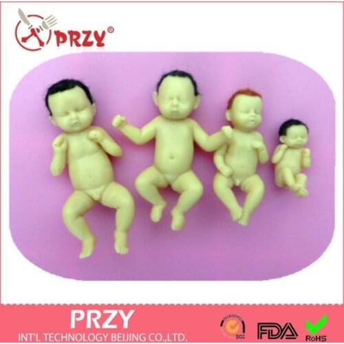 4pcs 3d baby silicone fandont mold baby Silica gel moulds babies Chocolate molds candy mould babies silicone molds cake