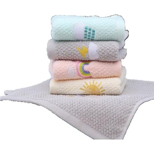 4PCS/Lot Cartoon Weather Embroidery Skin-Friendly Face Towel Soft Absorbent Cute Small Bath Towel Washcloth 25*50cm
