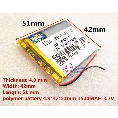 494251 3.7V 1500mAh 504050 484251 lithium polymer battery MP3 MP4 navigation instruments small toys and other products Univ