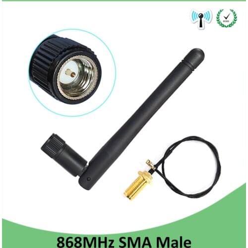868MHz 915MHz lora Antenna 3dbi SMA Male Connector GSM 915 MHz 868 MHz antena antenne waterproof +21cm RP-SMA/u.FL Pigtail Cable