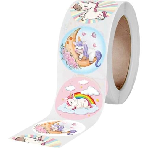 500pcs/roll Unicorn Sticker Animals Reward Sticker for Kids Cute Pattern School Teacher Supplies 1 Inch Kawaii Encourage Sticker