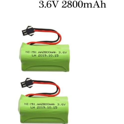 2pcs 3.6v 2800mah Rechargeable Battery For Rc toys Cars Rc Boat Tanks Trains Robots Gun NiMH Battery AA 3.6v 2800mah