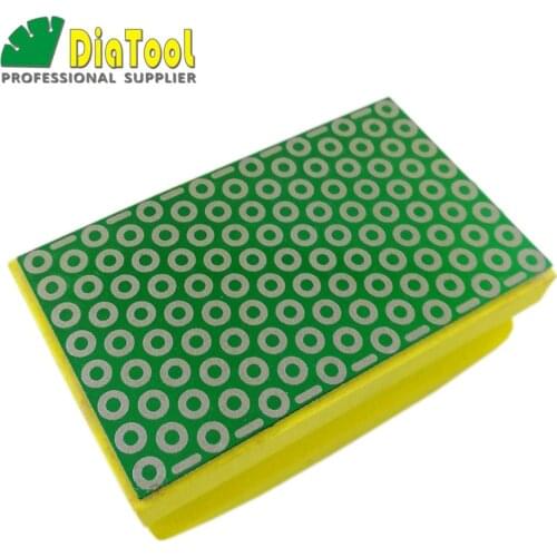 DIATOOL Grit #400 Coated Diamond Hand Polishing Pad 90X55MM Hard Foam Body Manual Grinding Block For Marble Granite Tile Stone