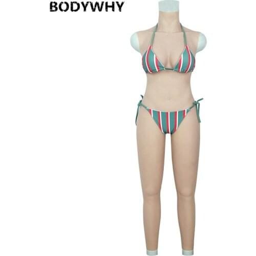 D Cup Silicone Whole Bodyshapers with Breast Forms Suit Fake Boobs for Mastectomy Crossdresser Shemale Artificial Cosplay Latex