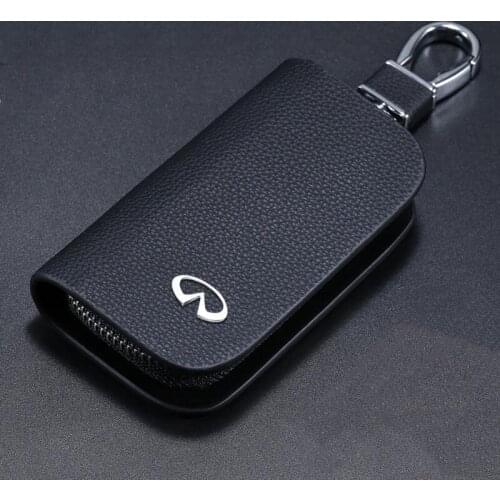 1PCS For Infiniti FX35 Q50 Q30 ESQ QX50 QX60 QX70 EX JX35 G35 G37 Genuine Leather Car Key Bag Case Cover Wallet Car Accessories