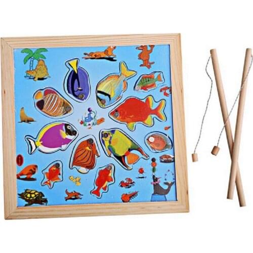 2018 New Wooden Baby Toys Children Magnetic Fishing Rod Model Bath Fun Toy Set Cartoon Baby Puzzles Fishing Game Toy For Kids