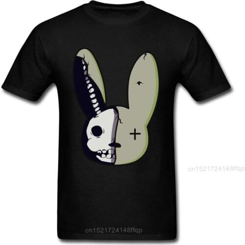 Halloween Rabbit T Shirt Men Conejito T-shirt Skull Tshirt Cartoon Clothing Black Tops Plus Size Tee Slim Fit Clothing Cotton