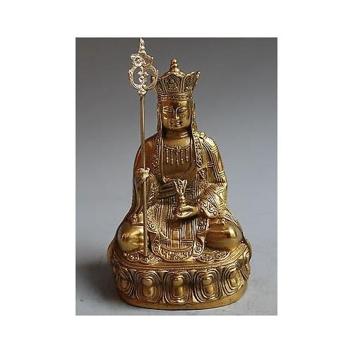Chinese Buddhism Brass Netherworld Leader Ksitigarbha Boddhisattva Statue