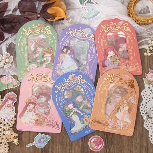 Dimi 30 Sheets/Pack illustration Seriers Flower Gril PET Sticker DIY Phone Adhesive Label Decor Scrapbooking Ins School Supplies