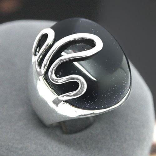 Wholesale good 17*21mm RARE NATURAL BLUE SAND STONE 925 SILVER RICH LUCKY RING SIZE 7/8/9/10