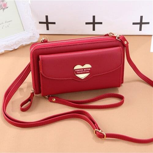 1PC Korean Style Fashion Women Wallets Shoulder Strap Long Clutch Large Capacity Wristband Handbag Money Bag Ladies Purse