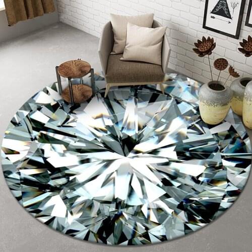 Modern Round Living Room Carpet Chair Mat Diamond Print Bedroom Rug for Children Room Entrance Doormat Kids Play Gaming Area Rug