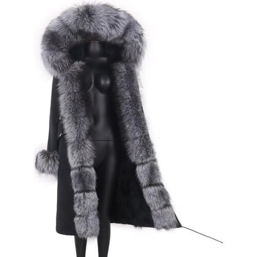 2021 X-long Parka Waterproof Winter Jacket Natural Fox Fur Hood Warm Real Fur Coat Women Fashion 7xl Female Coat Detachable
