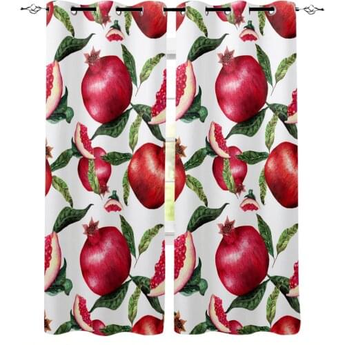 Summer Fruit Red Pomegranate Green Leaf Curtains For Living Room Bedroom Window Treatment Blinds Finished Drapes Kitchen Curtain