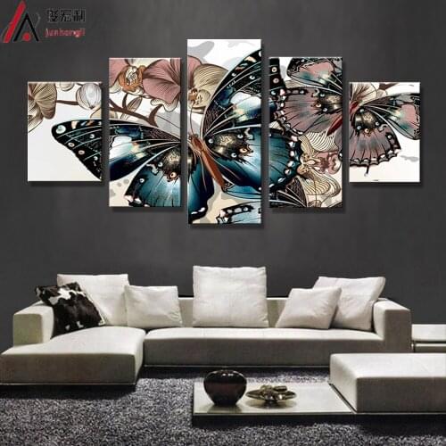 Minimalist Modular pictures HD Printed Abstract floral butterfly Painting on canvas room decoration print poster picture canvas