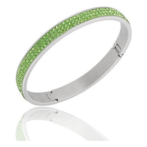 Fashion Stainless Steel CZ Rhinestone Crystal Cuff Bangles Bracelets for Women Decorative Weddding Jewelry