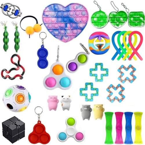 Fidget Toys Set Anti Stress Box Strings Marble Relief Gift Adults Children Antis-tress Relief Push Kits Bubble Figet Toy Pack