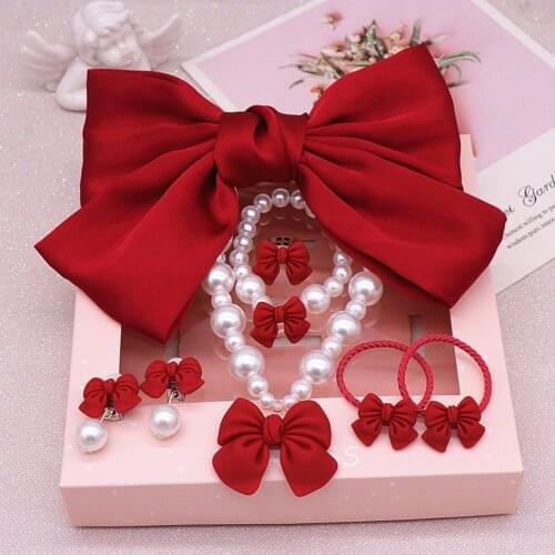 Girls Makeup Set Headdress Bowknot Earring Hair Headband Bracelet Make up Necklace Children Jewellery Toy For Kids Gift Kids Adu