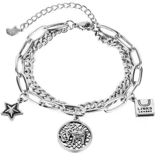 Niche Creative Design Round Card Double-deck Chain Alloy Accessories Bracelet