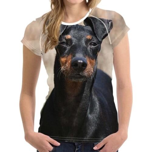 NOISYDESIGNS Harajuku Girls Summer T Shirts Cute Dog Manchester Terrier Print Woman T-shirts Funny O Neck Short Top Tees