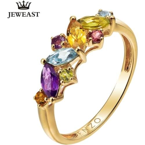 ENZO Natural topaz/CitrinePeridot 18K Pure Gold 2020 New Hot Selling Top Ring Women Heart Shape Ring For Woman Genuine Jewelry