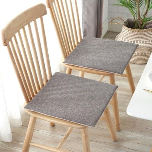 Japanese Style Seat Cushion Faux Linen Vintage Solid Colour Tatami Anti-slip Office Flooring Cushion Strap Design 40*40cm 1pc