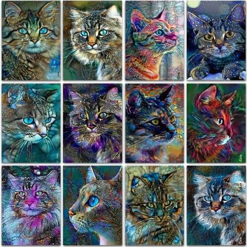 Full Square 5D Diy Diamond Painting Animal Cat Series Kit Cartoon Diamond Embroidery Mosaic Cross Stitch Mosaic Home Decor Art