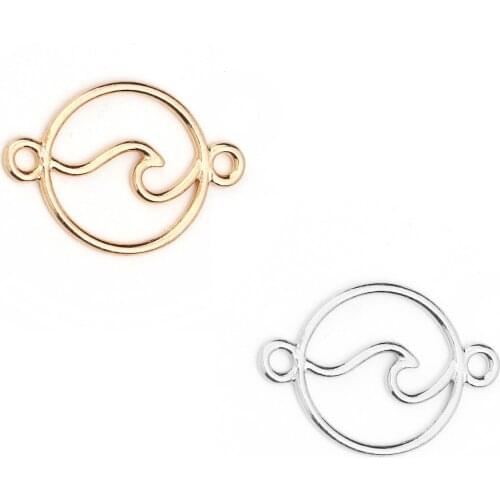 Hollow Wave Round Connectors Zinc Based Alloy Gold Color & Silver color 28mm x 20mm For DIY Jewelry Handmade Making, 4 PCs