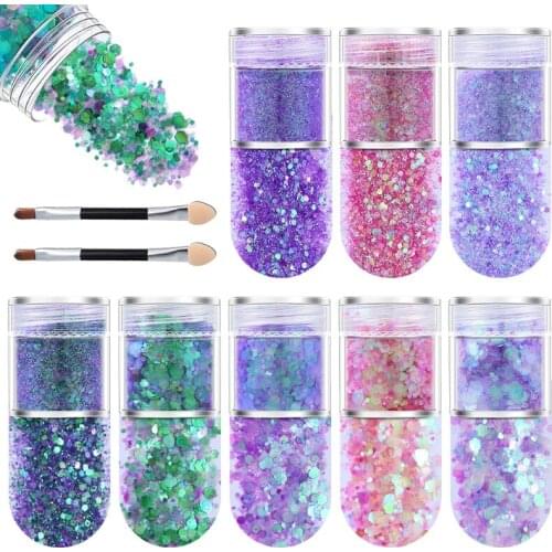 Q39C Multifunctional 8 Colors Hexagon Sequins Glitter Gradient Sequins Nail Art Decor Art Crafts Jewelry Making Accessories