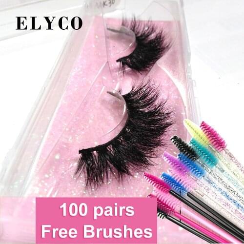Elyco eyelashes 100pairs bulk cruelty free mink lashes 100% handmade real mink fur wholesale false eyelashes