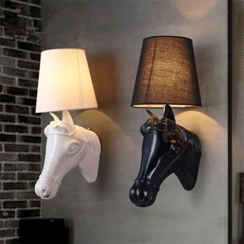 Modern European Horse bedroom bedside Wall lamps,Creative Nordic aisle Led Wall lights Stair lights Sconce lighting Fixtures