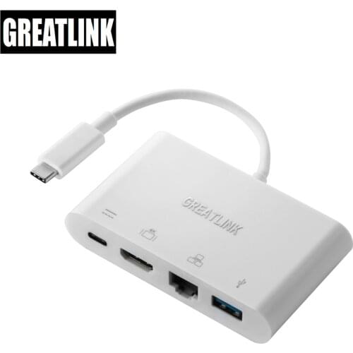 USB Type C AUX Extension Cable HDMI 4K Adapter RJ45 Connector USB-C To USB 3.0 Splitter RJ 45 HDMI 1.4 Thunderbolt 3 Hub Dock