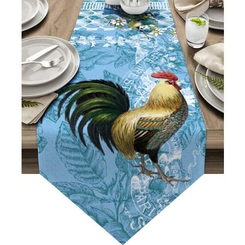 Animal Rooster Vintage Background Table Runner Luxury Dining Table Decor Tablecloth Table Runner for Wedding Party