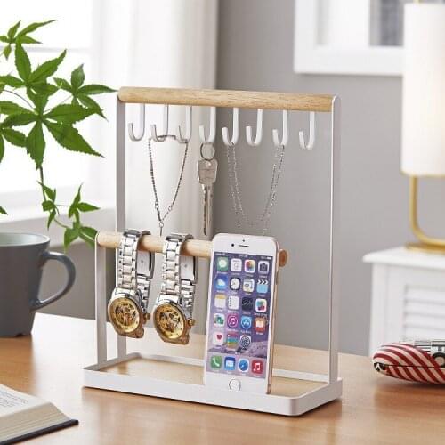 Japanese Style Wrought Iron Jewelry Shelf Desktop Finishing Rack Vertical Living Room Bedroom Earring Key Jewelry Display Rack