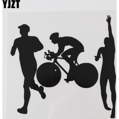 YJZT 13.9CMX13.6CM Triathlon Run Bike Swim Endurance Decal Vinyl Car Sticker Black/Silver 8A-1125