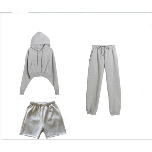 Sold Color Separately Womens Tracksuits Sports Suit 3 Piece Outfit Oversized Hoodies Sweatshirt Sweatpant Short Sweat Fleece XXL