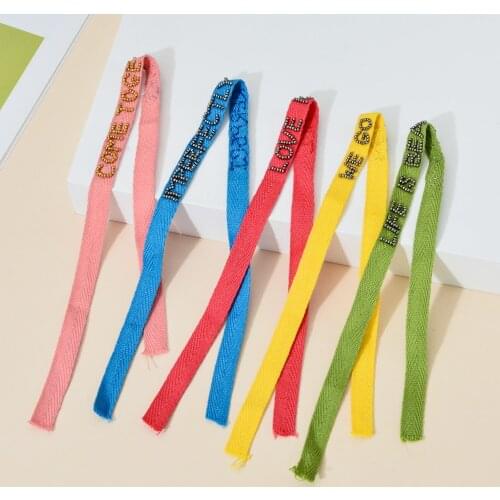 ZMZY Boho Ribbon Bracelets for Women Colorful MIYUKI Bracelet Letter Bohemian Summer Pulseras Mujer Adjustable Jewelry Handmade