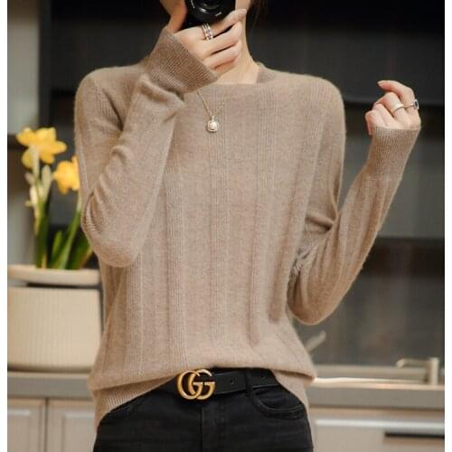 Autumn Winter Womans Sweaters Female Pullover Round Collar Long Sleeve 100% Wool Knitted Jumpers Clothing Tops Blouse Sweaters