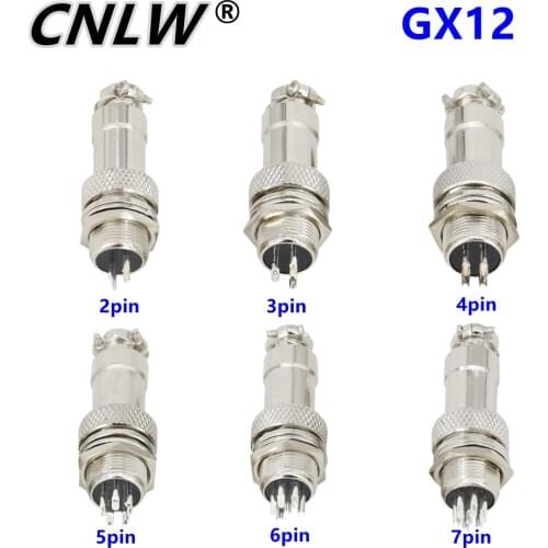 1 Set 12mm GX12-(2/3/4/5/6/7Pin) Screw Aviation Connector Plug The aviation plug Cable connector Regular plug and socket