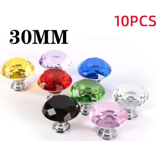 10pcs 30mm Diamond Shape Crystal Glass Knobs Cupboard Pulls Drawer Knobs Kitchen Cabinet Handles Furniture Handle For Hardware