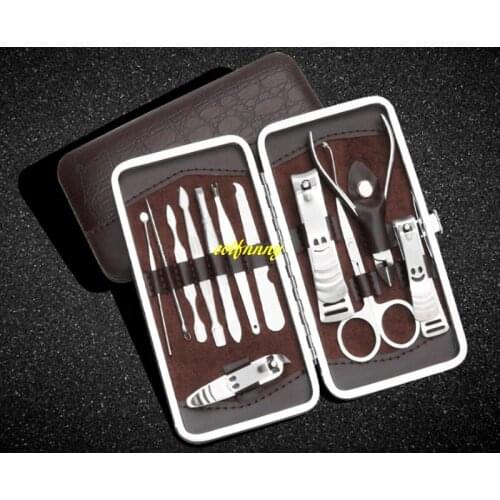 100sets/lot Free Shipping 12 in 1 set Nail Care Set Pedicure Scissor Tweezer Knife Ear pick Utility Manicure Tools Nail Clipper