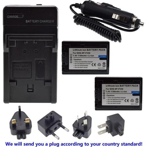 2X Battery + Charger Kits for Sony NP-FV100 FDR-AX33 FDR-AX53 FDR-AX100 NEX-VG10