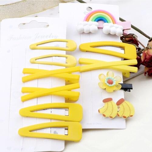 5/6Pcs/Set Acrylic Fruit Hair Clips Accessories Sets Solid Color BB Hairpin X-shaped Barrettes Lovely Rainbow Hairpins Headdress