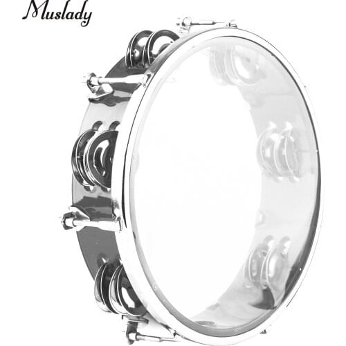 8-inch Tambourine Handbell Hand Drum with Double Row Jingles Musical Percussion Instrument for Karaoke & Games