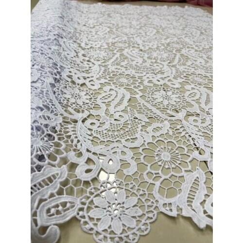 White Hollow Out African Lace Fabric Cutout Design Water Soluble Guipure Cord Lace Nigerian Lace Fabric For Wedding Sewing AW-2