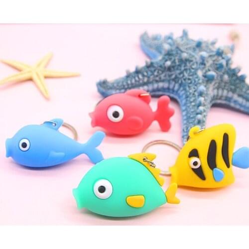 FREE SHIPPING BY DHL 100pcs/lot Lovely Silicone Tropical Fish Keychains Colorful Fish Keyrings Fish Gifts
